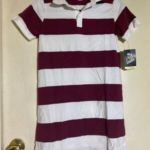 Art Class Burgundy and White Striped Polo Dress